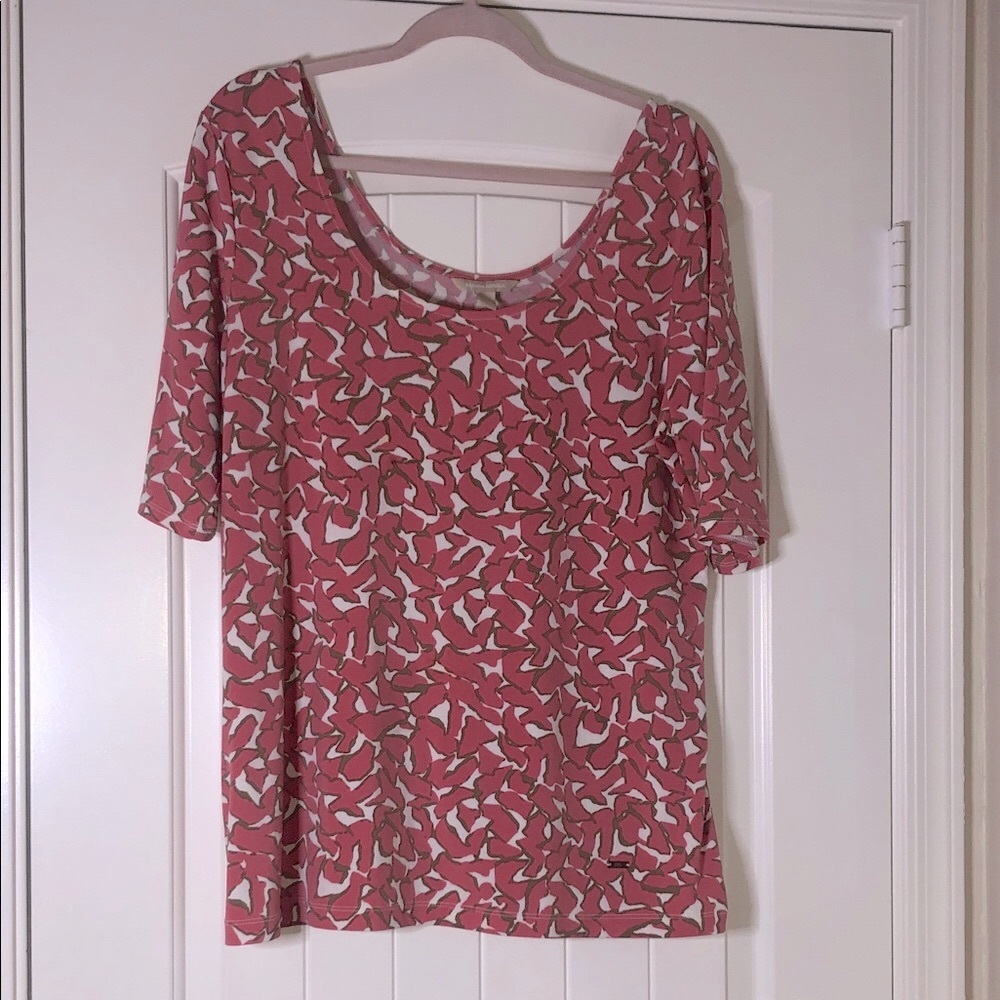 Banana Republic Hot Pink and White Patterned Blouse